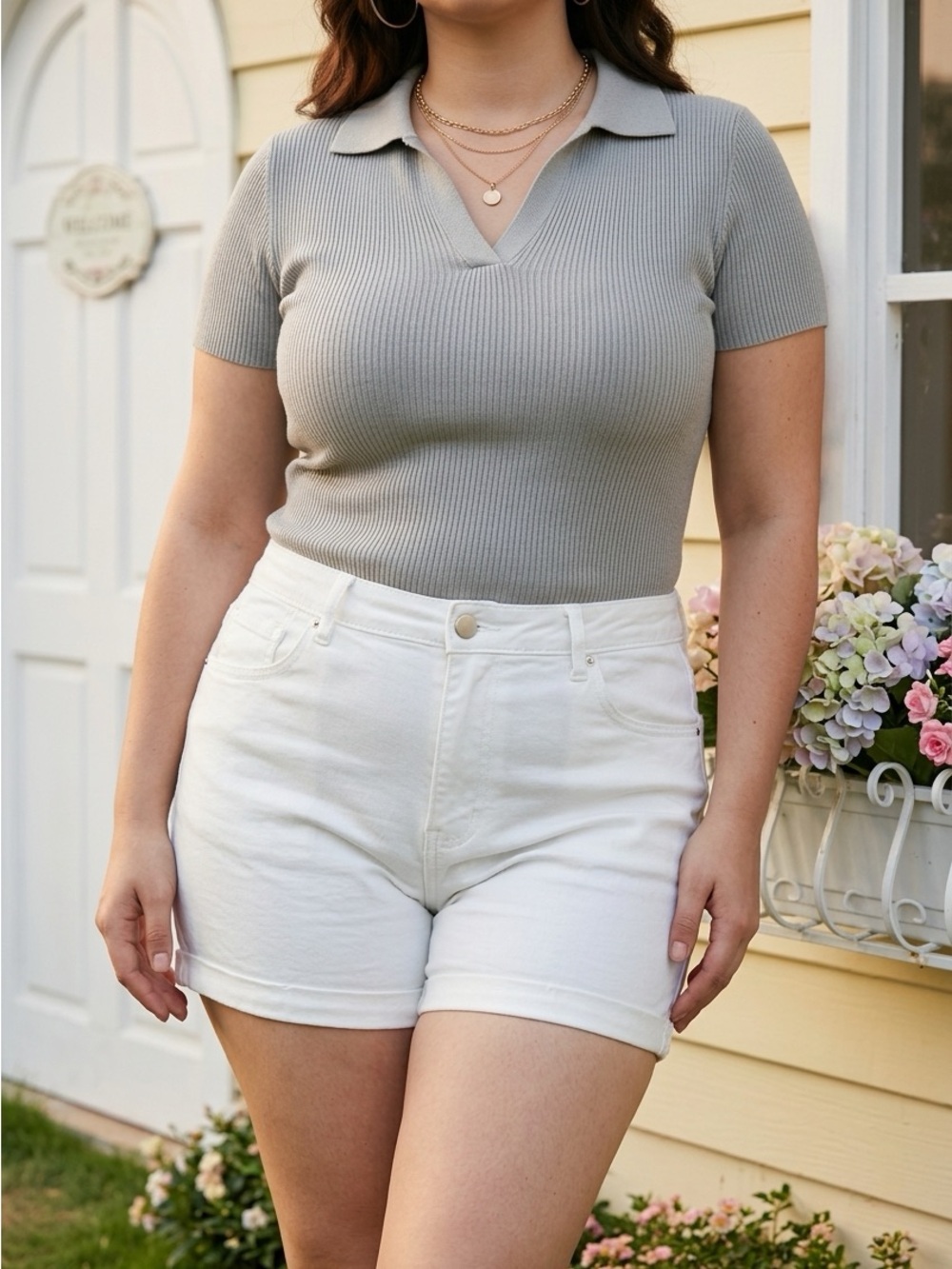 Vince High-Waist White Denim Shorts